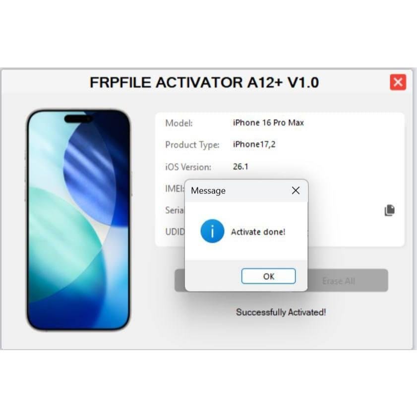 FRPFILE ACTIVATOR A12  Bypass Hello Screen iPhone XR to 17 Pro Max - IPad A12 To M3 